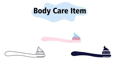A simple toothbrush with toothpaste on the bristles. Oral and dental care. Self Stock Illustration