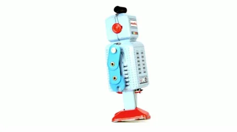 Simple toy robot walk isolated Stock Footage 10852583