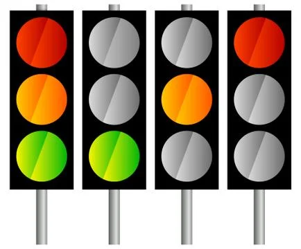 Simple traffic light / traffic lamp icon set Illustration