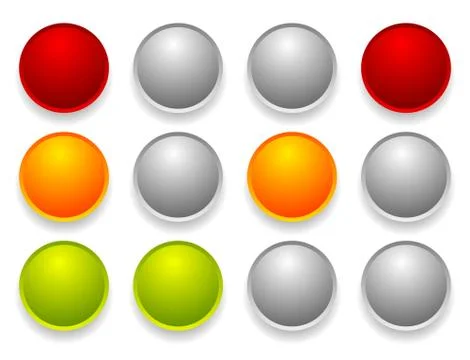 Simple traffic light / traffic lamp set in sequence. Control lights, allow, d Illustration