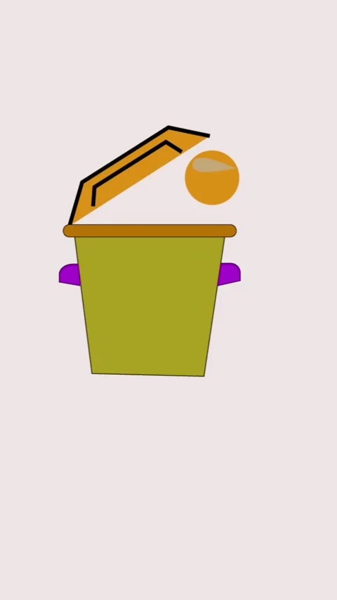 Simple trash bin illustration with purple handles animation vertical video... Stock Footage 321626694