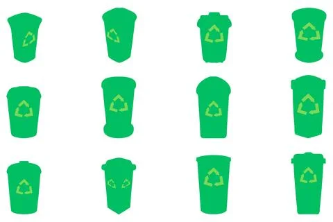 Simple trash can illustration design set Stock Illustration
