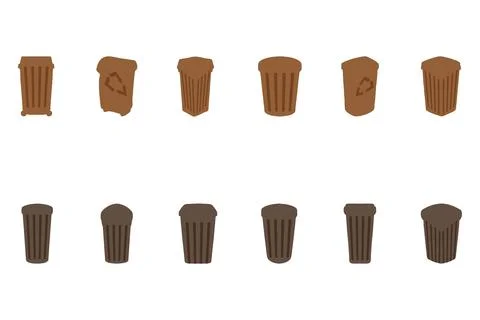 Simple trash can illustration design set Stock Illustration