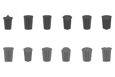Simple trash can illustration design set Stock Illustration