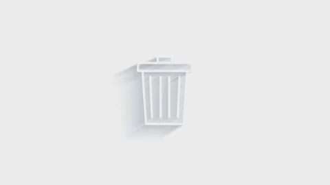 Simple Trash icon. White icon with shadow on transparent background. Stock Footage 151519926