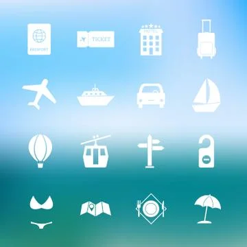 Simple travel icon set vector Stock Illustration