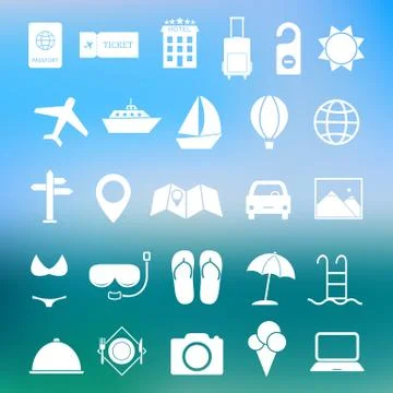 Simple travel icon set vector Stock Illustration