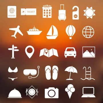 Simple travel icon set vector Stock Illustration