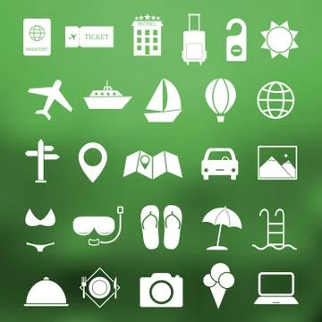 Simple travel icon set vector Stockillustratie