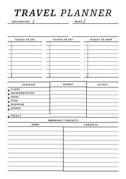 Simple Travel Planner Template single pages Illustrazione stock