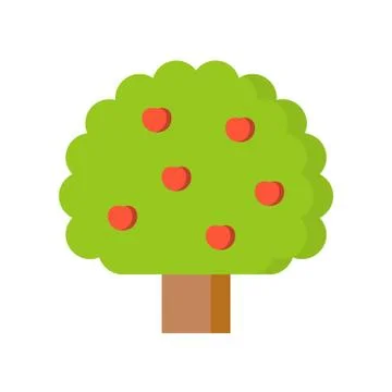 Simple tree with apple, apple tree, flat design icon Stock Illustration