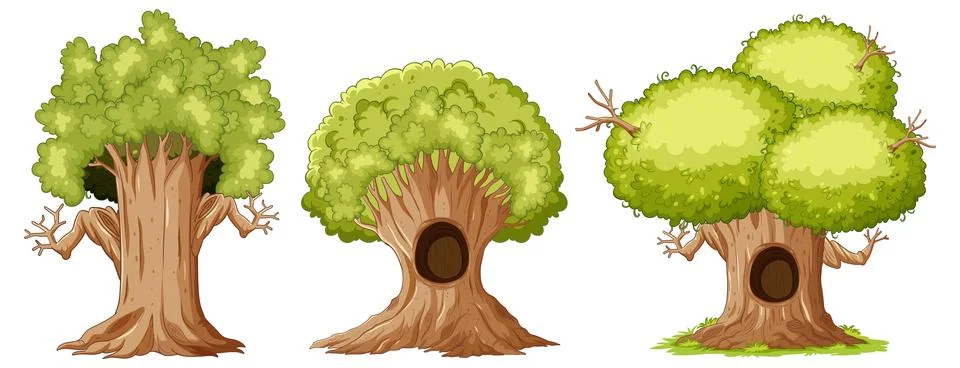 Simple tree cartoon isolated Stock Illustration