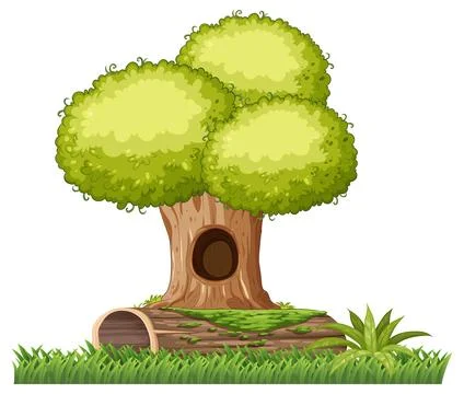 Simple tree cartoon isolated Stock Illustration