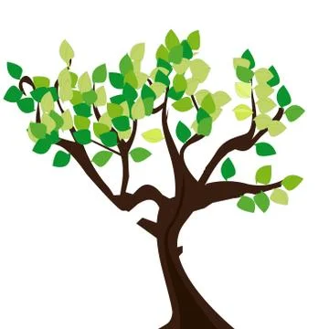Simple tree illustration with leaf Stock-Illustration