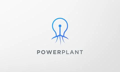 Simple tree light bulb logo in modern style Stock Illustration