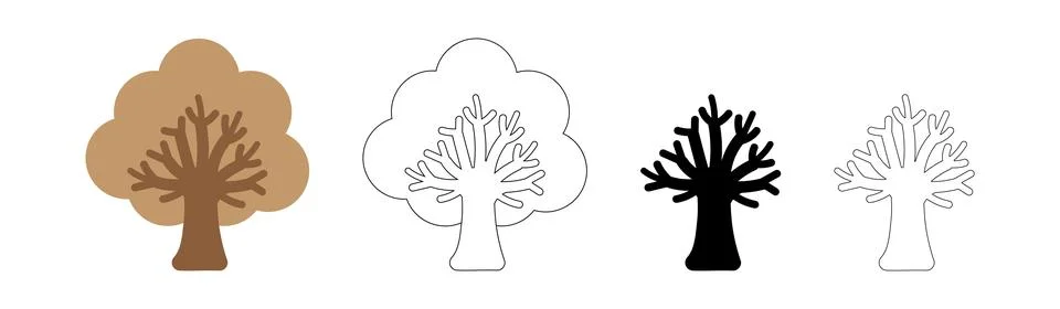 Simple tree shape icon, tree silhouette, outlined tree, tree symbol Stock Illustration