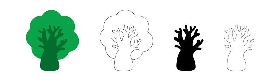 Simple tree shape icon, tree silhouette, outlined tree, tree symbol Stock-Illustration