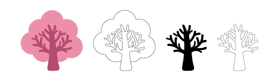 Simple tree shape icon, tree silhouette, outlined tree, tree symbol Stock Illustration