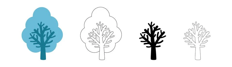 Simple tree shape icon, tree silhouette, outlined tree, tree symbol Stock Illustration