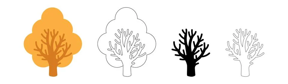 Simple tree shape icon, tree silhouette, outlined tree, tree symbol Stock Illustration