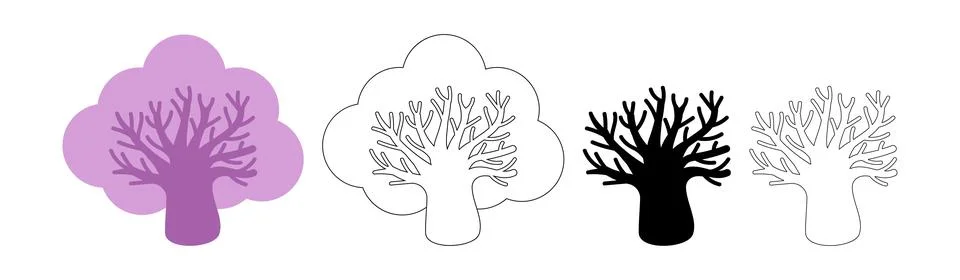 Simple tree shape icon, tree silhouette, outlined tree, tree symbol Stock Illustration