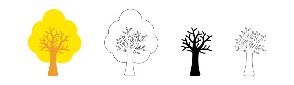 Simple tree shape icon, tree silhouette, outlined tree, tree symbol Stock Illustration