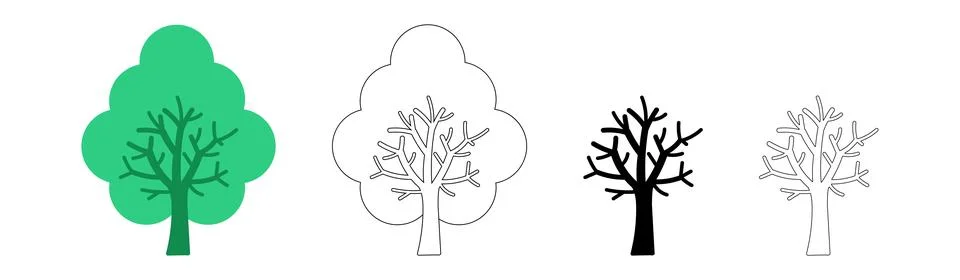 Simple tree shape icon, tree silhouette, outlined tree, tree symbol 스톡 일러스트