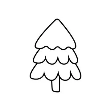 Simple tree sign isolated on white background. Fir icon in outline style symb Stock Illustration