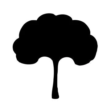Simple Tree Silhouette on a Clean White Canvas Stock Illustration