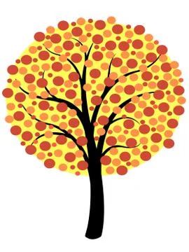 Simple tree vector - natural symbol illustration. Red plant in autumn. Illustrazione stock