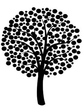 Simple tree vector - natural symbol illustration. Black plant shape. Stock Illustration