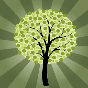 Simple tree vector - natural symbol illustration. Green plant in summer. Stock Illustration