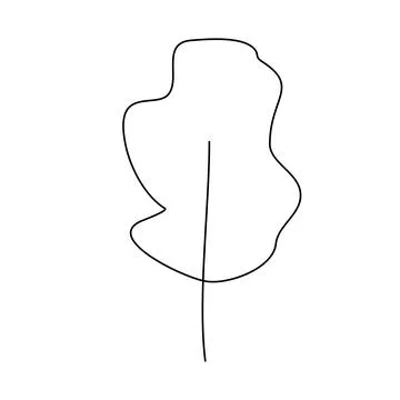 Simple tree on a white background, doodle style flat vector outline for coloring Stock Illustration