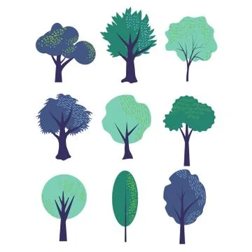 Simple trees set Stock Illustration