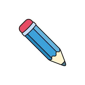Simple Trendy Pencil Icon Vector Template Stock Illustration