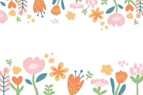 Simple trendy spring flowers Illustrazione stock