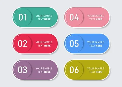 Simple trendy web buttons with six options イラスト素材
