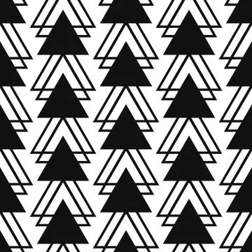Simple triangle shape black and white seamless pattern Stock Illustration