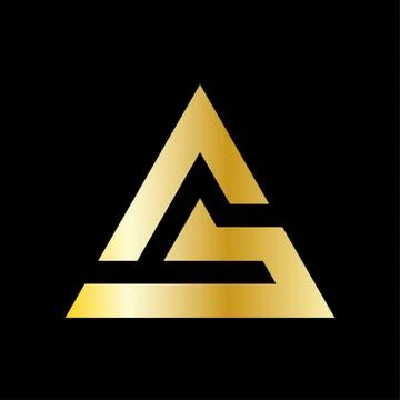 Simple triangle vector logo in a modern style and golden color. EPS 10 스톡 일러스트