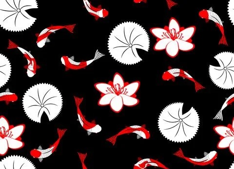 Simple tricolor koi fish pattern Stock Illustration