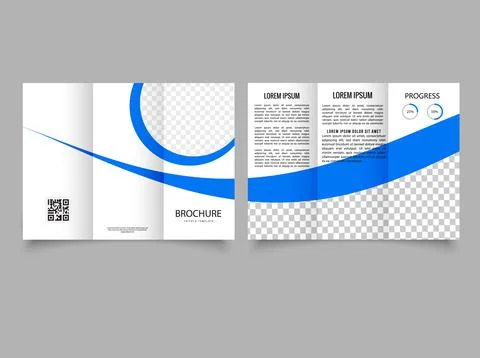 Simple trifold brochure with waves. Vector. Flyer for printing. Stock Illustration