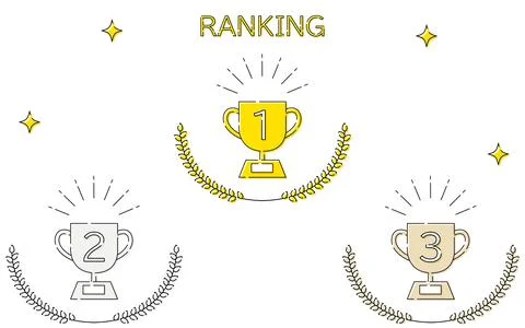 Simple trophy and laurel ranking icon set, 1st-3rd place Stock Illustration