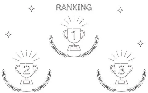 Simple trophy and laurel ranking icon set, 1st-3rd place Stock Illustration