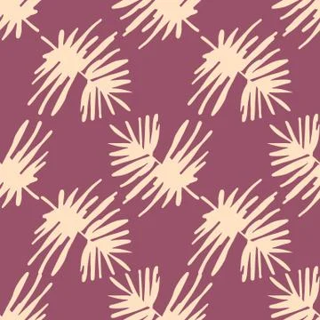 Simple tropic leaves seamless pattern. Purple background with light yellow ra 스톡 일러스트