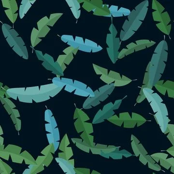 Simple tropical leaves seamless pattern background. Vector illustration Illustrazione stock