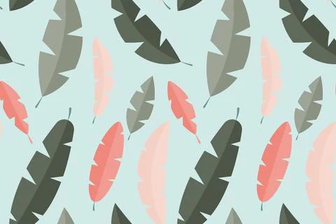 Simple tropical leaves seamless pattern background. Vector illustration Illustrazione stock