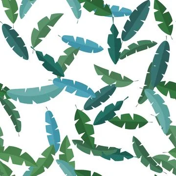 Simple tropical leaves seamless pattern background. illustration Stock Illustration
