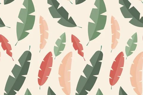 Simple tropical leaves seamless pattern background. illustration Illustrazione stock