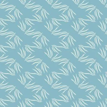 Simple tropical leaves semless pattern. Tropic leaf on blue background. D 스톡 일러스트