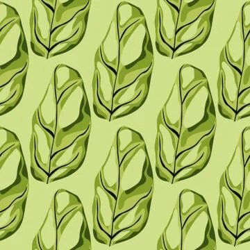 Simple tropical seamless pattern with monstera silhouettes. Light green tones Stock Illustration